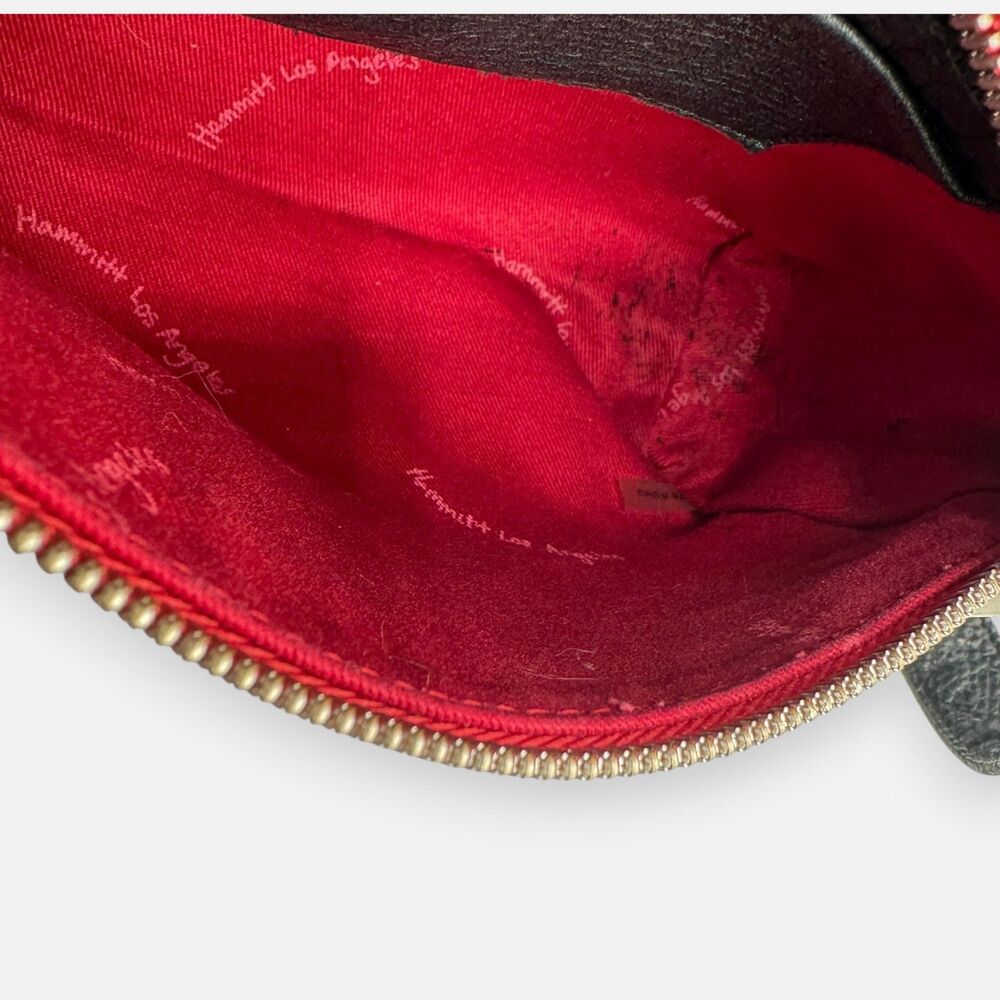 Hammitt Tony Small Black Leather **Red Zip** Crossbody | Brushed Silver - Picture 11 of 14